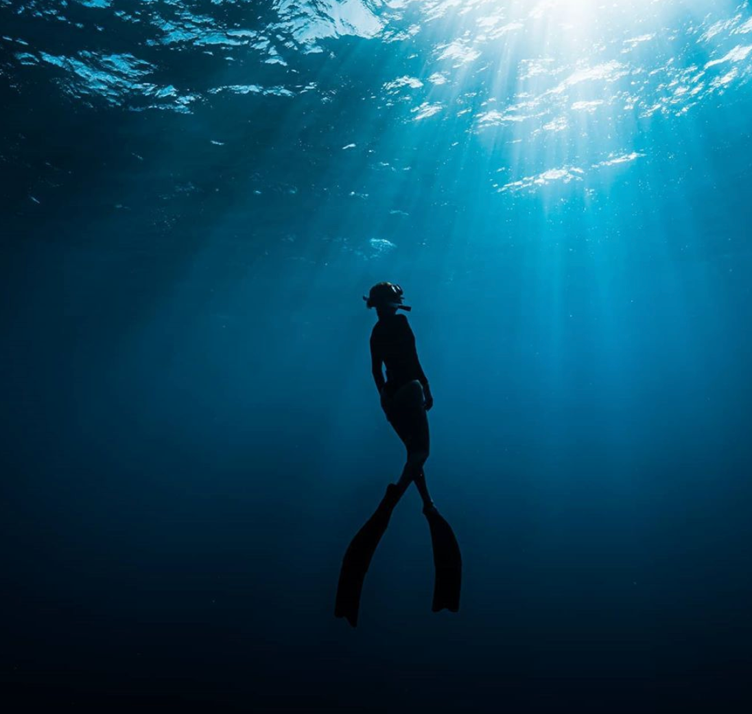 Sensi Graves free-swimming underwater
