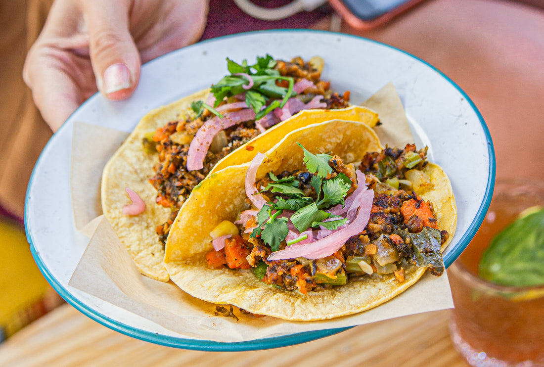 tacos with filling of kelp meat
