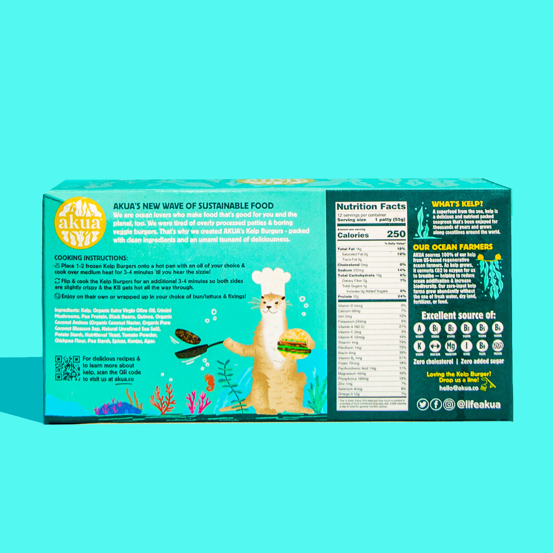 Back of Kelp Burger box. Text alternatives available throughout this page